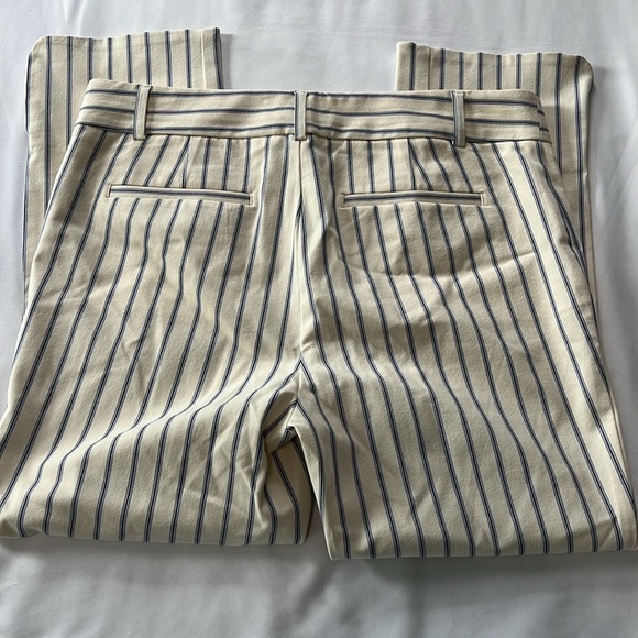 Anthropologie The Essential Slim Cream/Blue/Lavendar Striped Split Hem Pants - Picture 4 of 7